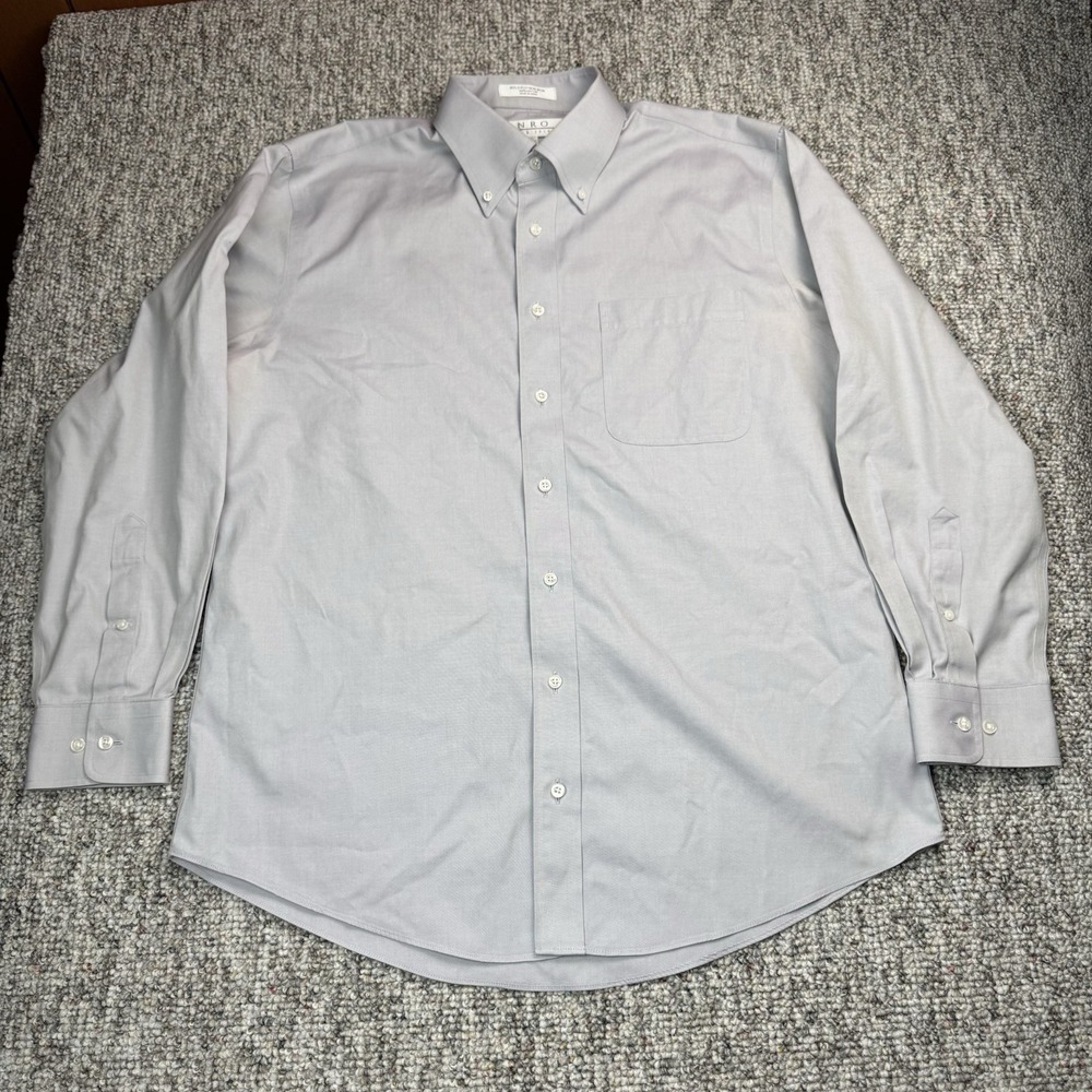 Enro DressShirt Mens 16 32-33 80s 2-Ply Non-Iron Cotton Button Down Gray